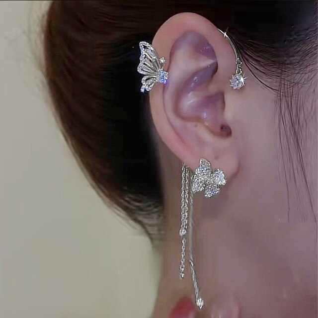 Elegant Sparkling Butterfly Ear Clips – Chic Style Without Piercing