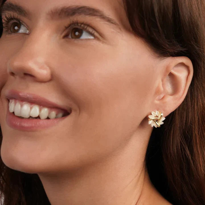 Elegant Opal Petal Design Earrings