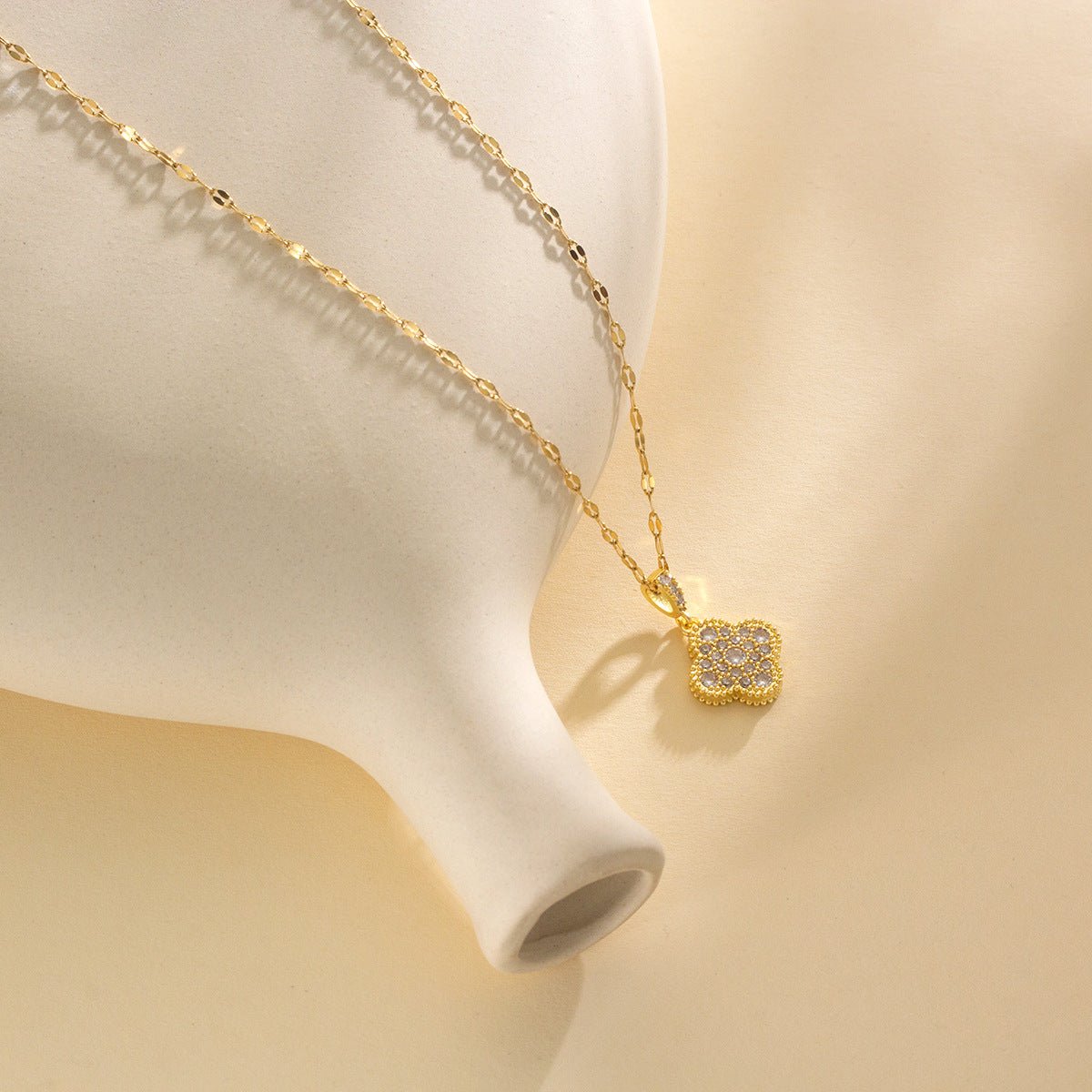 Golden Leaf Clover Necklace