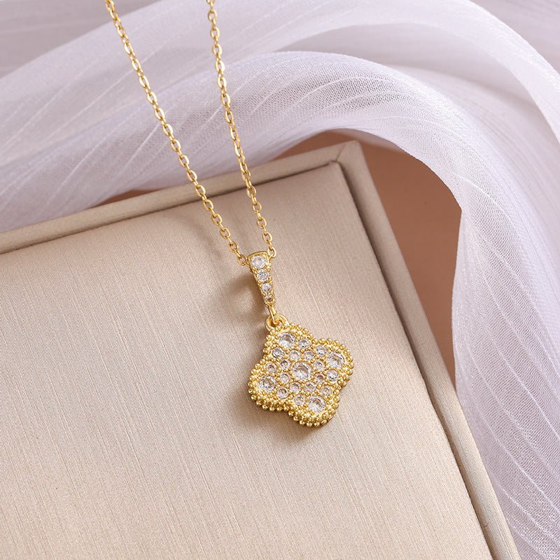 Golden Leaf Clover Necklace