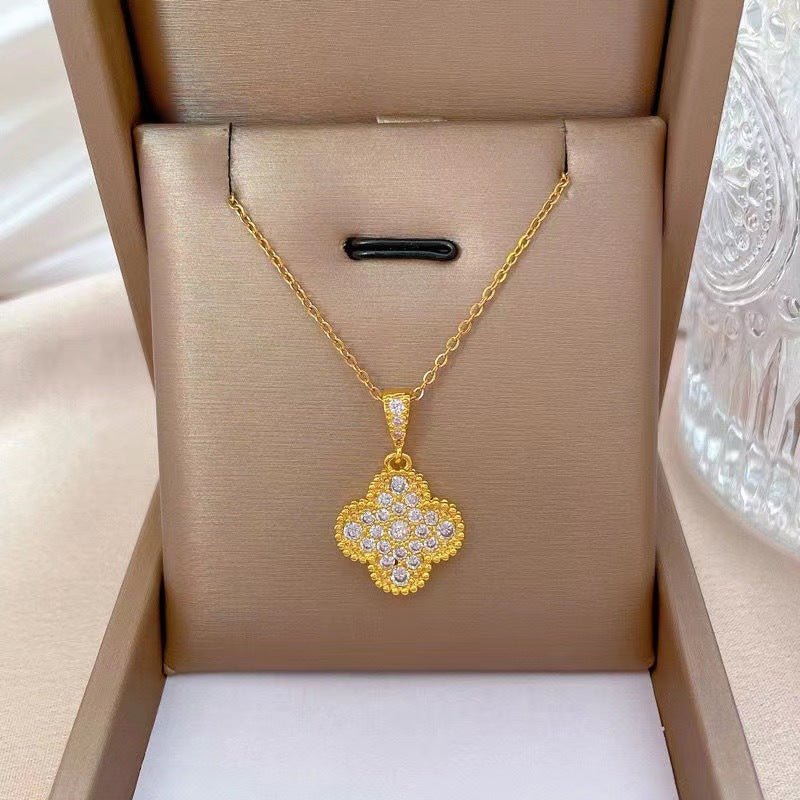 Golden Leaf Clover Necklace