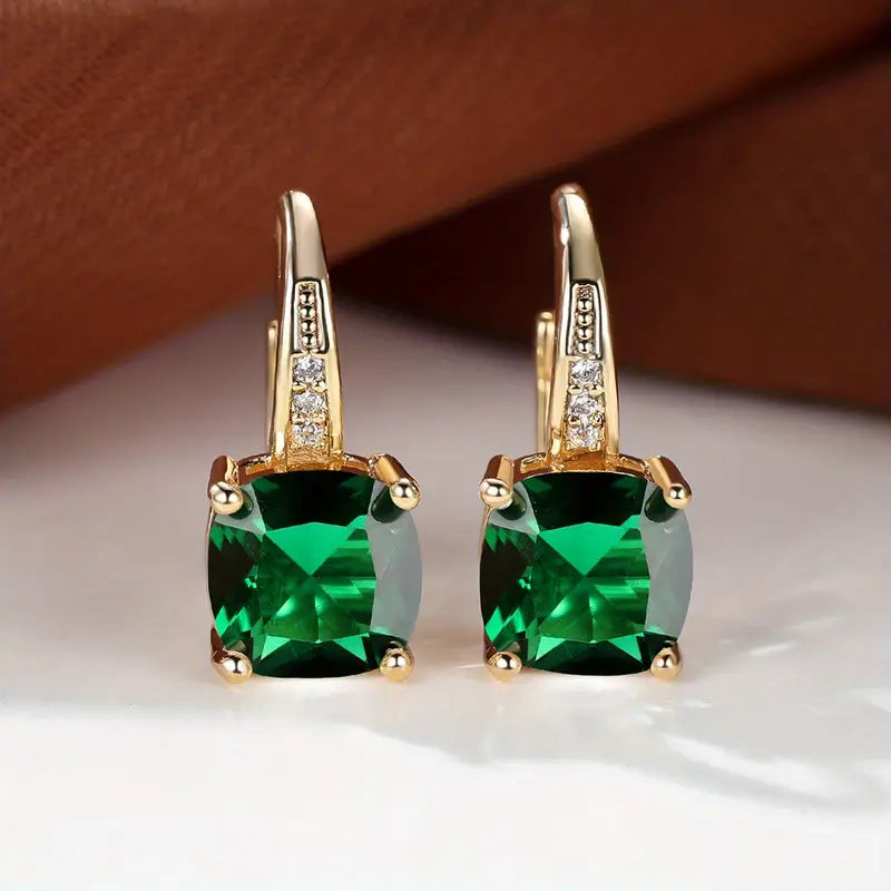 Gold Mystic Stone Hoop Earrings