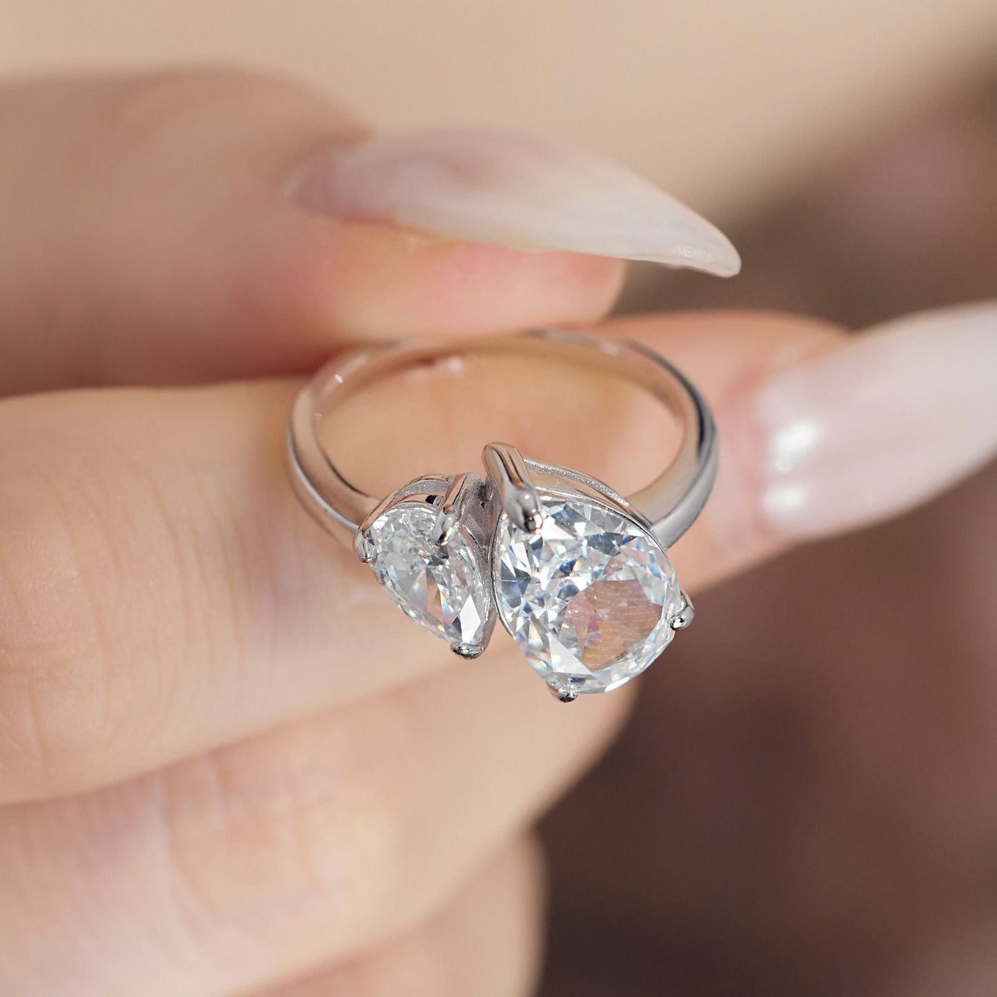 DOUBLE STONE RING - 925