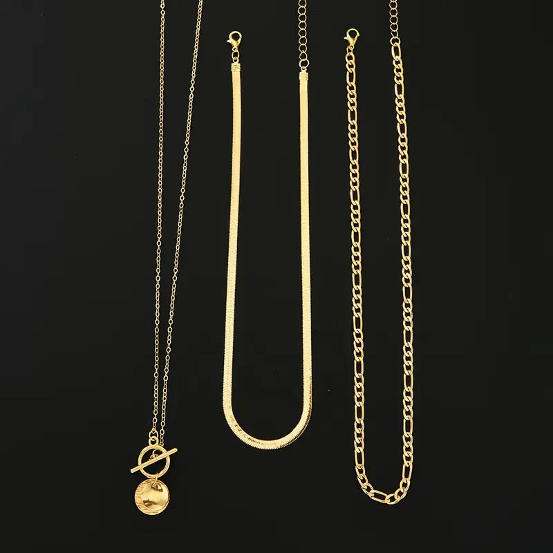 Gold Savira Layered Necklace with Textured Elements