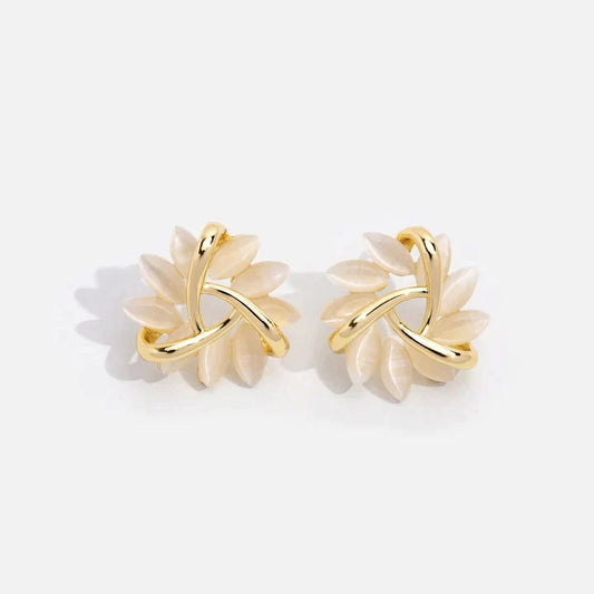 Elegant Opal Petal Design Earrings