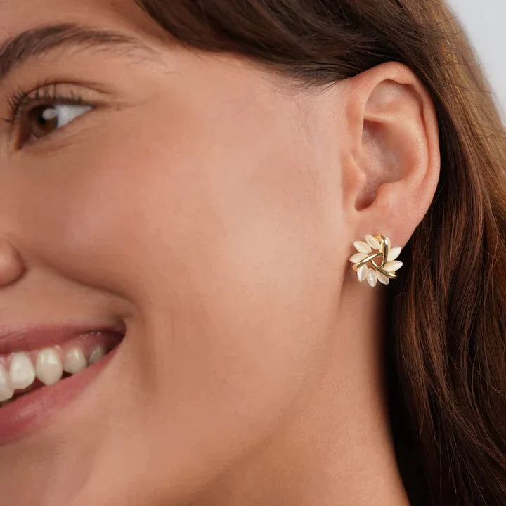 Elegant Opal Petal Design Earrings