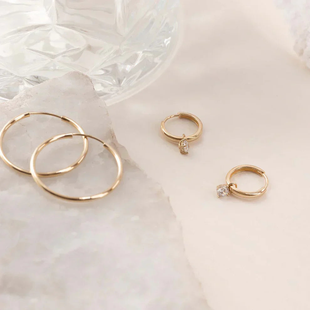 Gold Hoop Earrings Featuring Moonstone