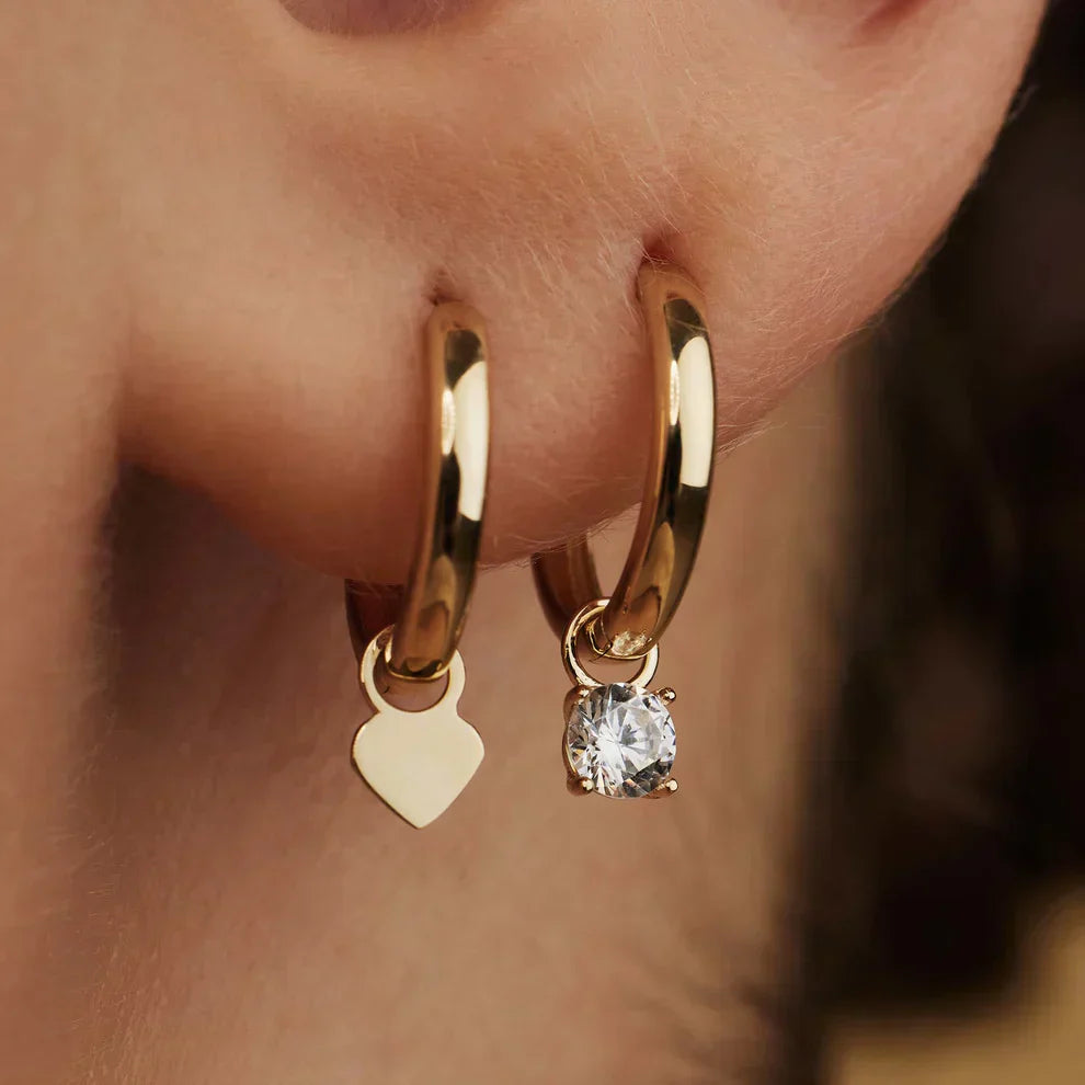 Gold Hoop Earrings Featuring Moonstone