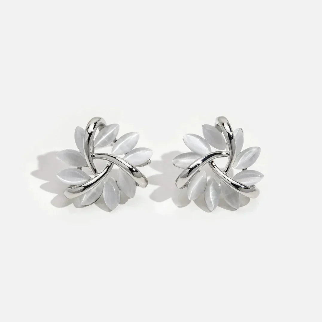 Tori™ – Curved Stone Flower Earrings